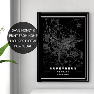 NUREMBERG MAP PRINT High Res Map Map of Nuremberg Nuremberg - Etsy