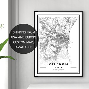 VALENCIA MAP PRINT, High Res Map, Map of Valencia, Valencia City Map ...