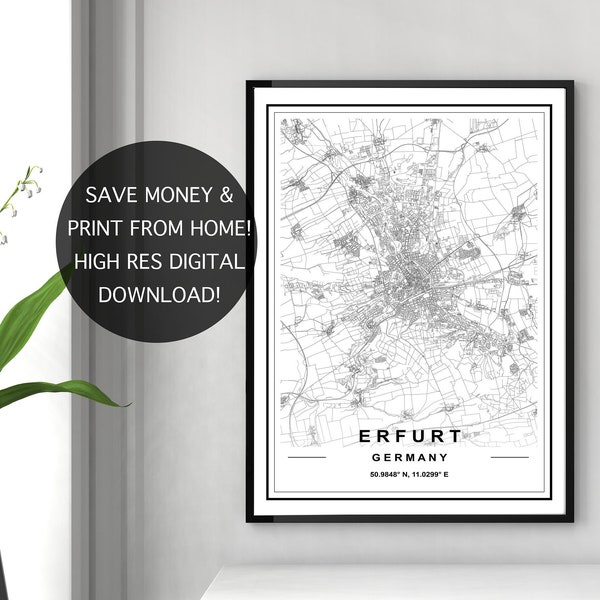 ERFURT MAP PRINT, High Res Map, Map Of Erfurt, Erfurt City Map, Erfurt Download Map, Map Of Erfurt Germany, Erfurt Map Download, Erfurt Maps