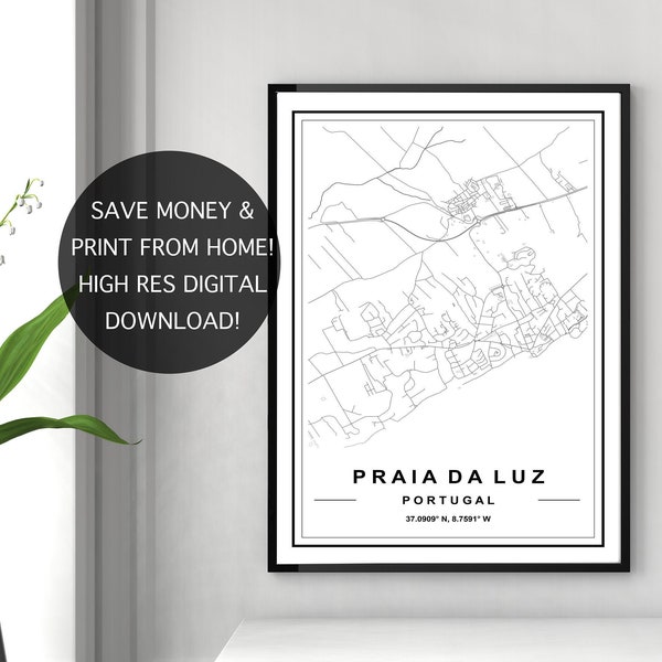 PRAIA DA LUZ Map Print, High Res Download, Map Of Luz, Digital Map, Luz Printable Map, Luz Map Poster, Luz Map Download, Luz Portugal Map