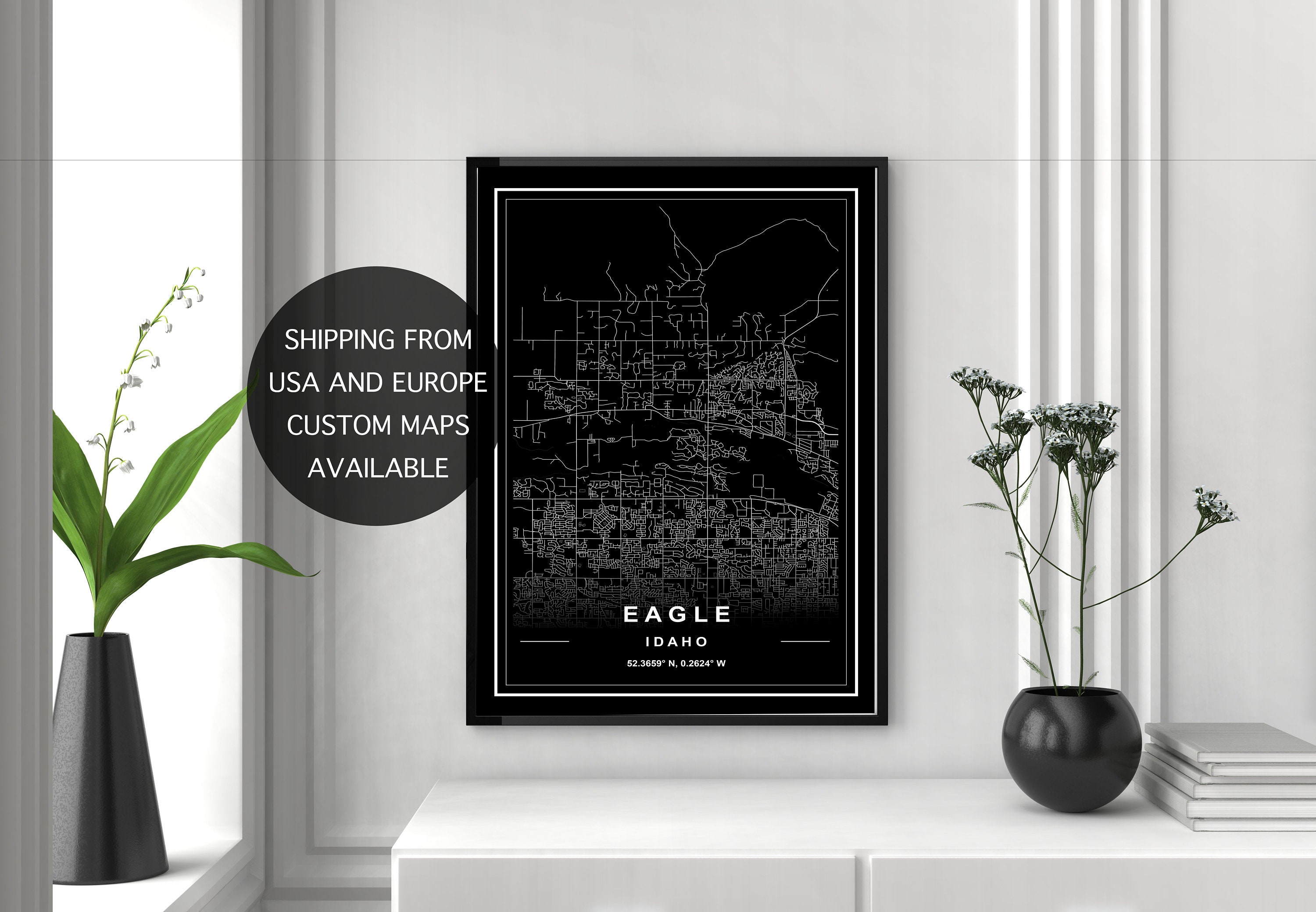 EAGLE MAP PRINT, High Res Map, Map of Eagle, Eagle City Map, Eagle ...