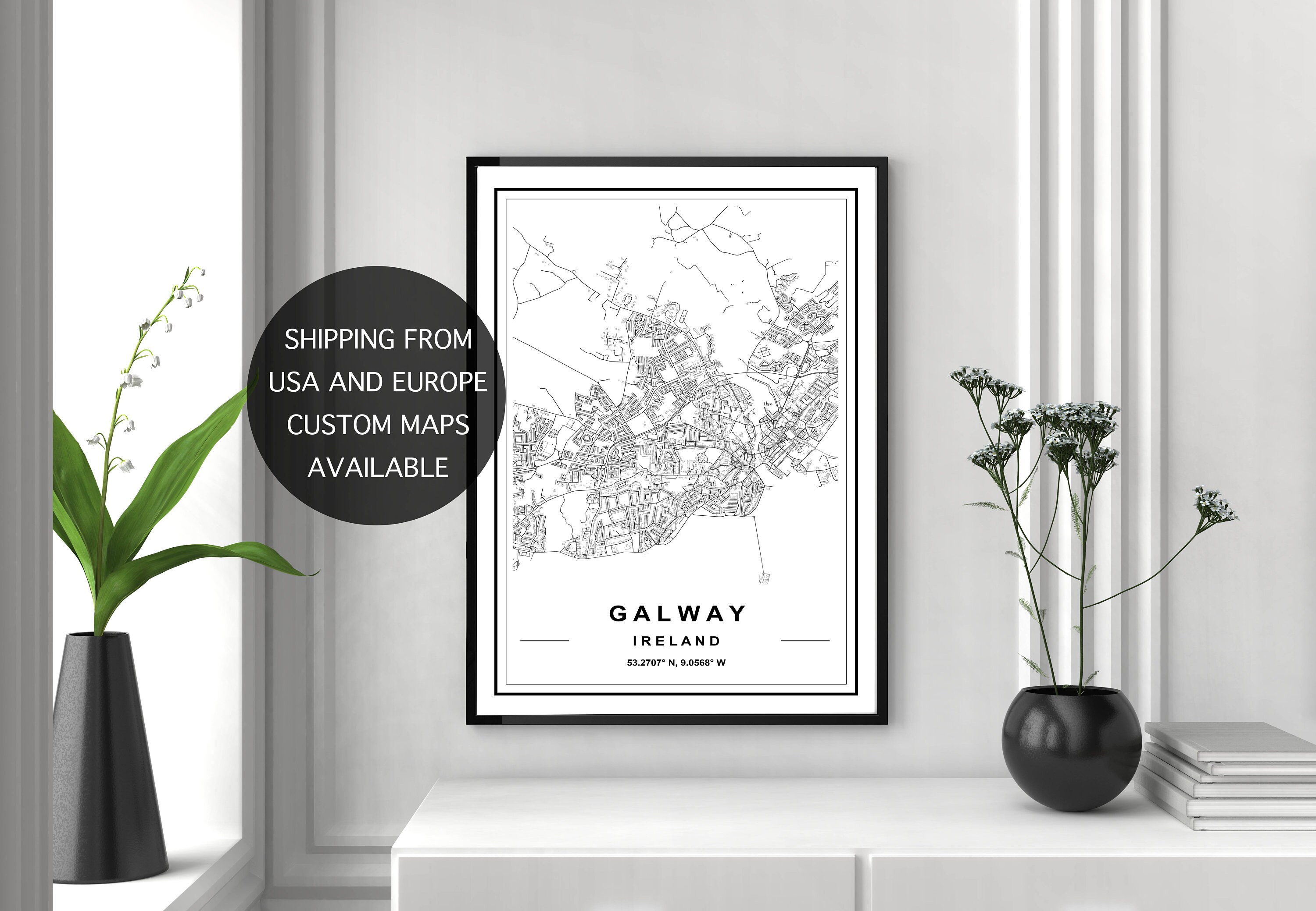 GALWAY MAP PRINT High Res Map Map of Galway Galway City - Etsy
