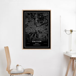 DAYTON MAP PRINT, High Res Download, Map of Dayton, Dayton City Map ...