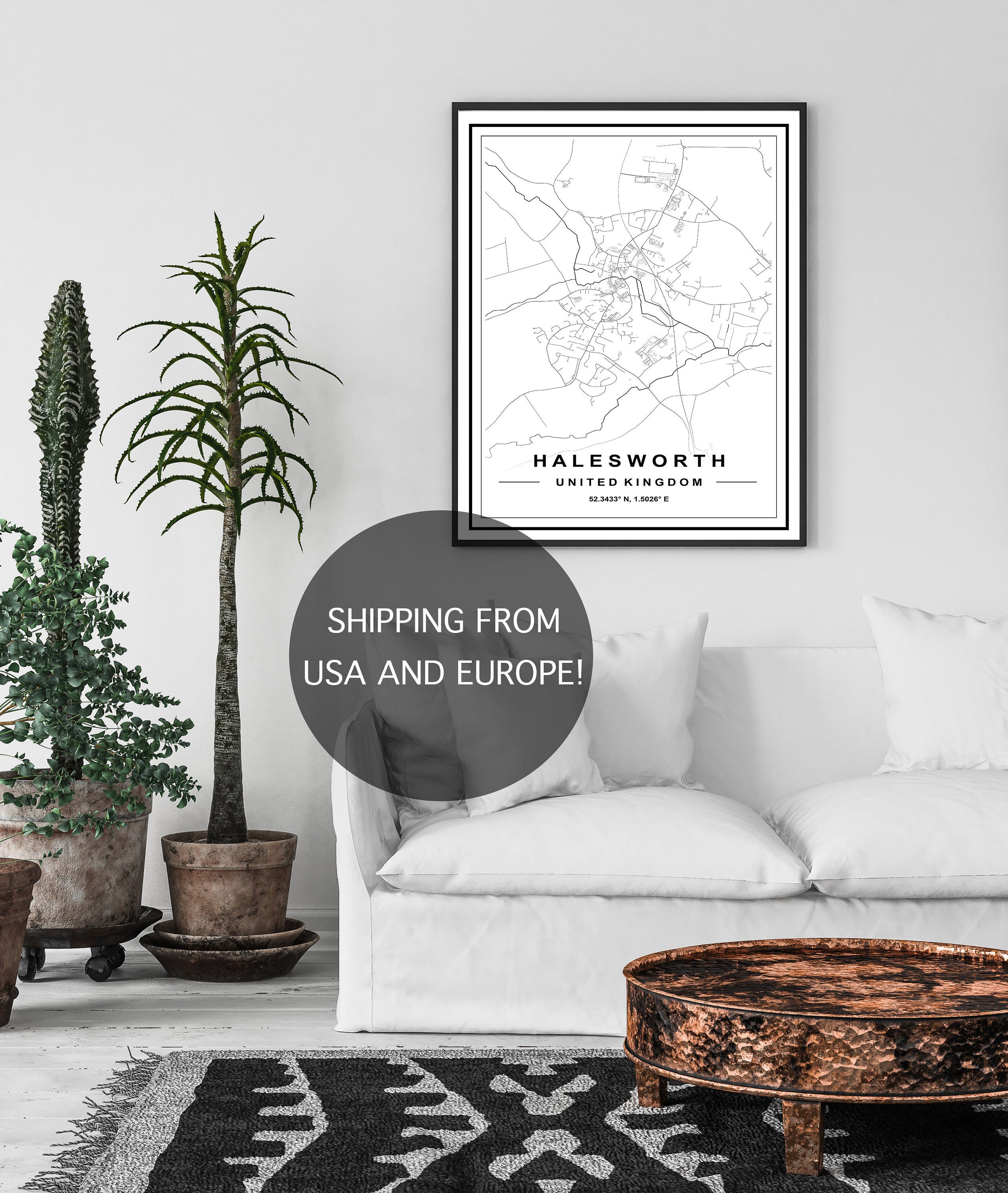 HALESWORTH MAP PRINT High Res Map Map of Halesworth Etsy