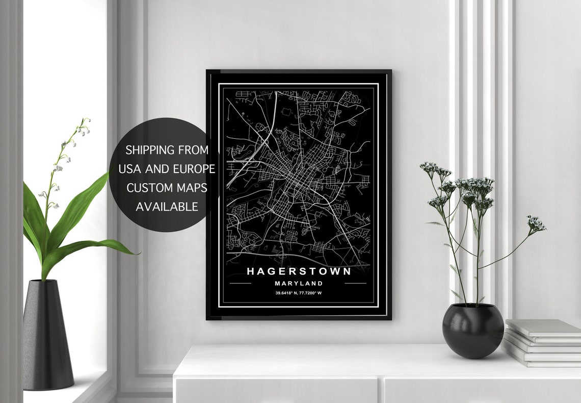 HAGERSTOWN MAP PRINT High Res Map Map of Hagerstown | Etsy