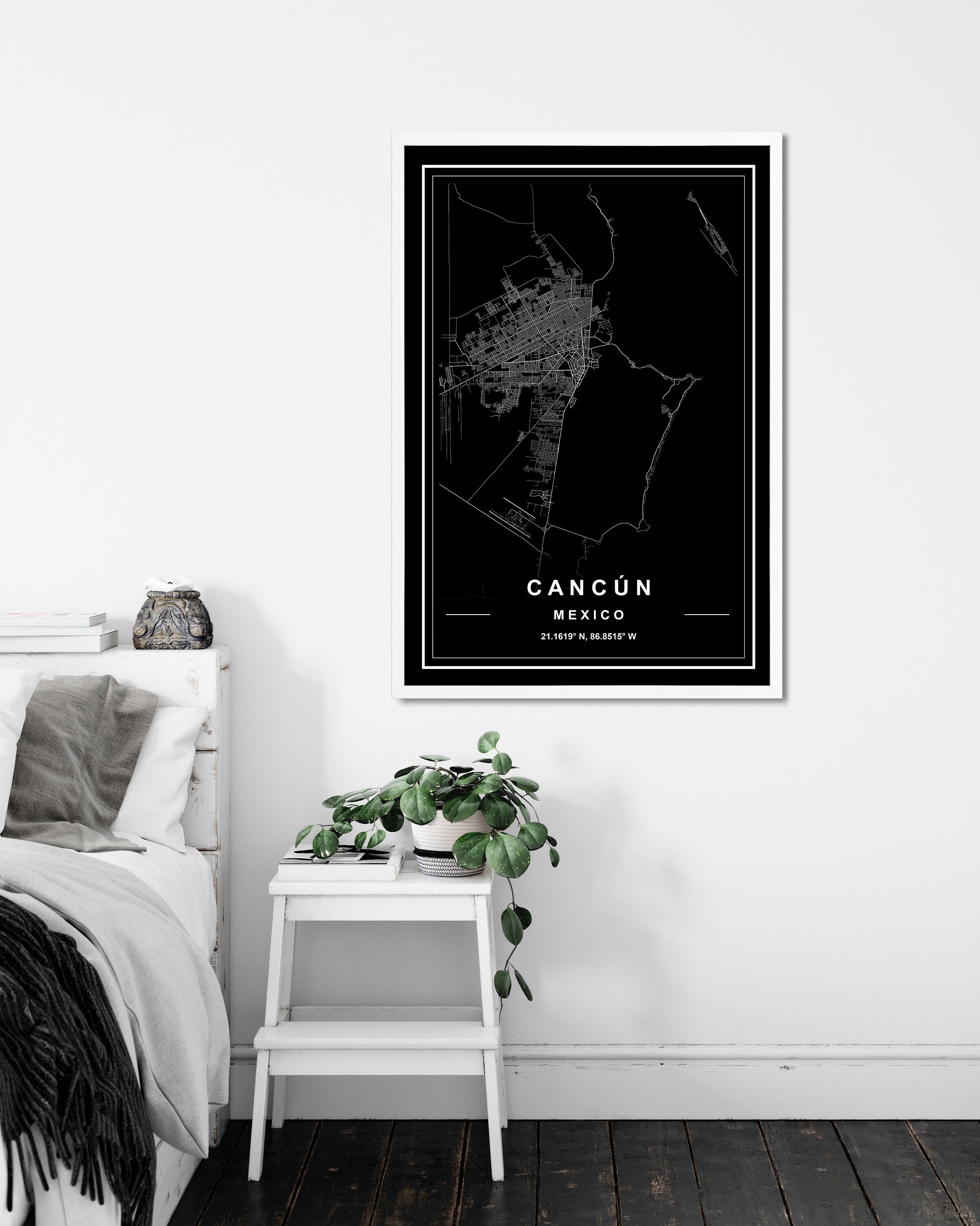 CANCÚN MAP PRINT, High Res Download, Map of Cancún, Cancún Map, Map ...