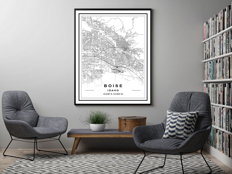 BOISE MAP PRINT High Res Map Map of Boise Boise City Map - Etsy