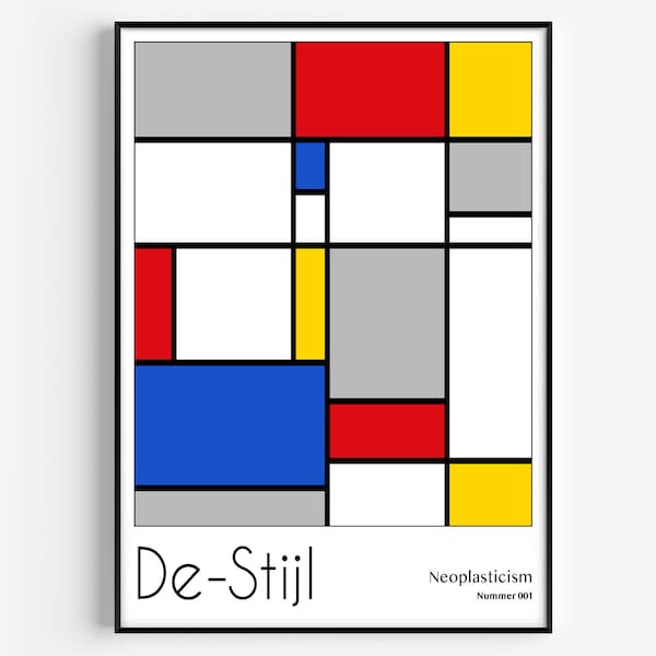 DE-STIJL PRINT, De-Stijl Poster, Abstract Art print, De-Stijl Art Poster, Neoplasticism Print, De-Stijl Circle, Neoplasticism Poster, 001