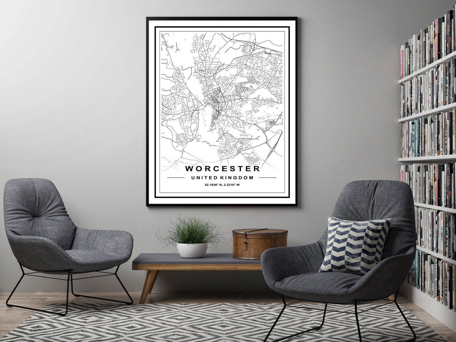 WORCESTER MAP PRINT High Res Map Map of Worcester Worcester - Etsy