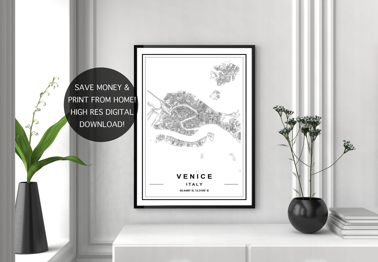 VENICE MAP PRINT, High Res Map, Map of Venice, Venice Download Map