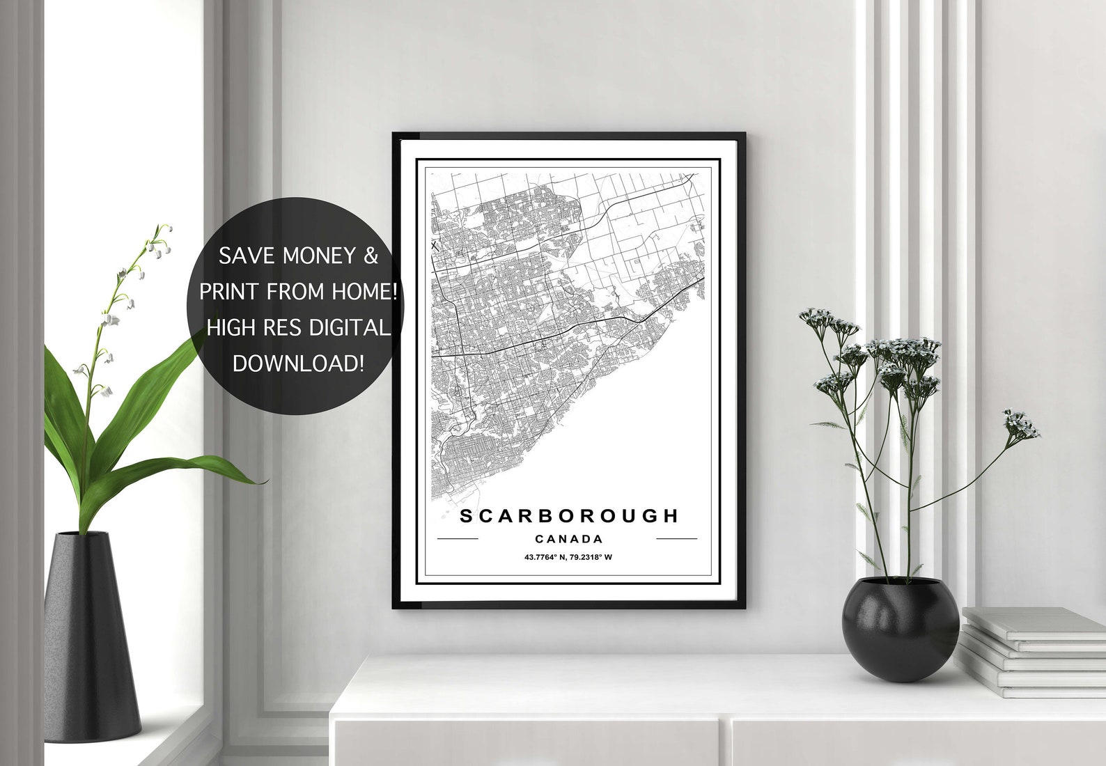 SCARBOROUGH MAP PRINT, High Res Map, Map of Scarborough, Scarborough ...