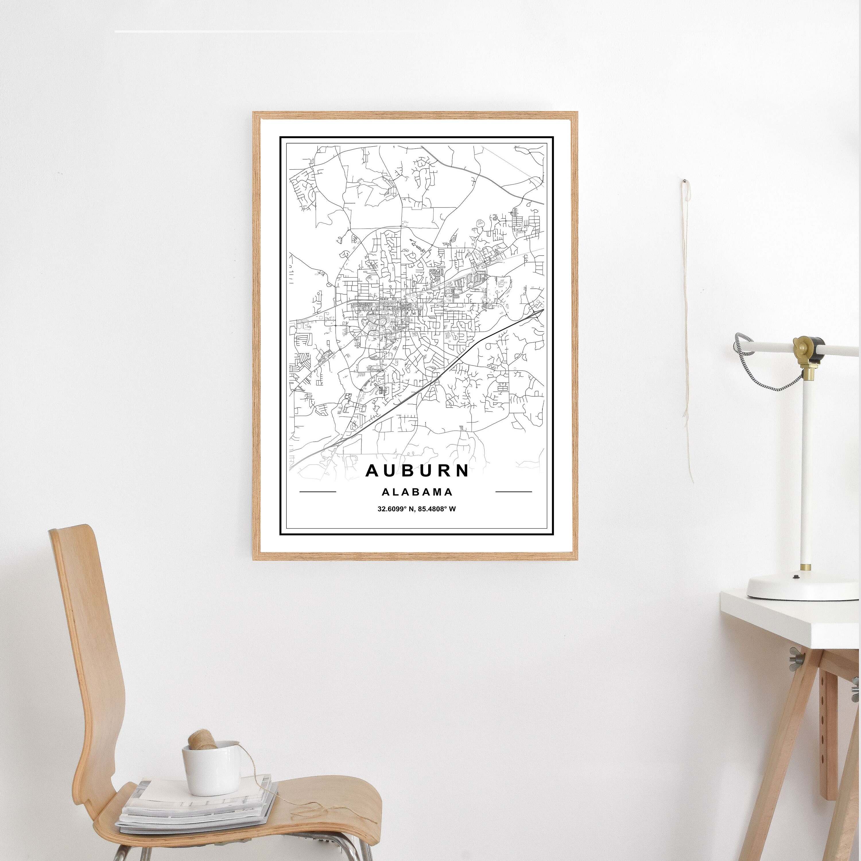 AUBURN MAP PRINT, High Res Download, Map of Auburn, Auburn Alabama Map ...