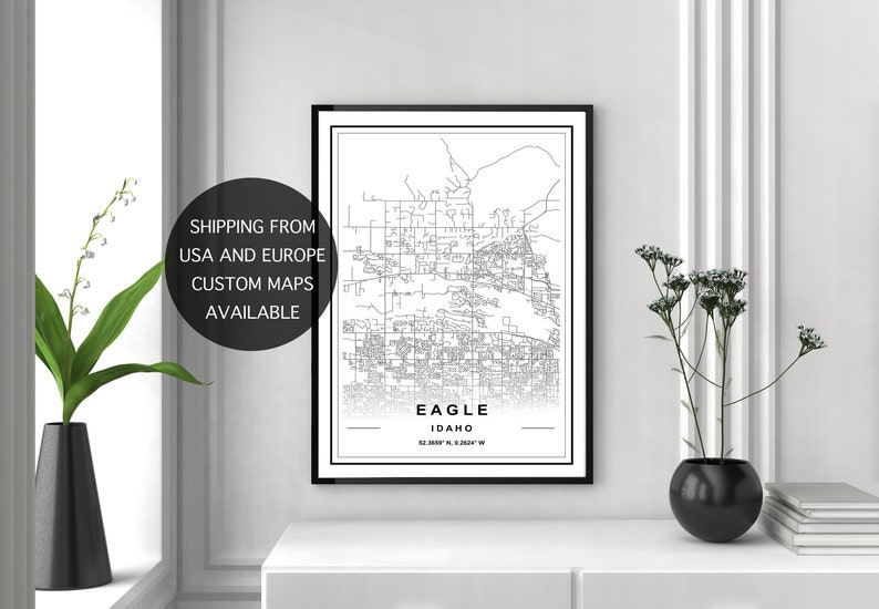 EAGLE MAP PRINT, High Res Map, Map of Eagle, Eagle City Map, Eagle