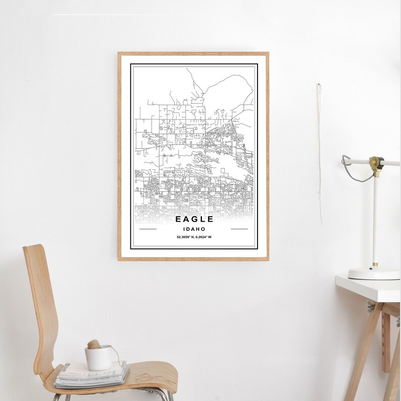 EAGLE MAP PRINT, High Res Map, Map of Eagle, Eagle City Map, Eagle