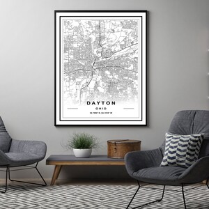 DAYTON MAP PRINT, High Res Map, Map of Dayton, Dayton City Map, Dayton ...