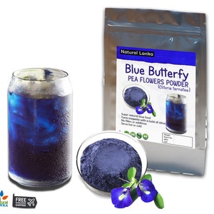 Schmetterlings-Erbsen-Blumen-Pulver-Tee Clitoria ternatea Kräutertee / Natürliches blaues Bio-Kräutergetränk / NON_GMO blauer Kräutertee