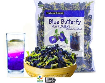 Organic Dried Butterfly Pea Flower Tea Clitoria ternatea Herbal Tea/ Pure Organic Natural Herbal Blue Drink/ Hand-Picked Herbal Blue Tea
