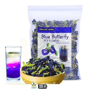 Organic Dried Butterfly Pea Flower Tea Clitoria ternatea Herbal Tea/ Pure Organic Natural Herbal Blue Drink/ NON_GMO Herbal Blue Tea
