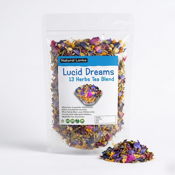 Organic Lucid Dream Tea, Blue Lotus, Mexican Dream Herb, Handmade Blend