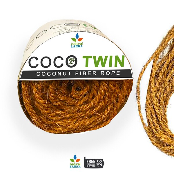 COCO TWIN Kokosfaser Seil | Kokosnussseil für Körbe, Matten, Basteln, Garten. Bio Natur Twine | Handgemachtes Kokosnuss-Faserseil