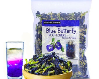 100% Fleur de pois papillon bleu biologique et poudre Clitoria ternatea Tisane / Boisson bleue / Thé bleu à base de plantes NON_GMO