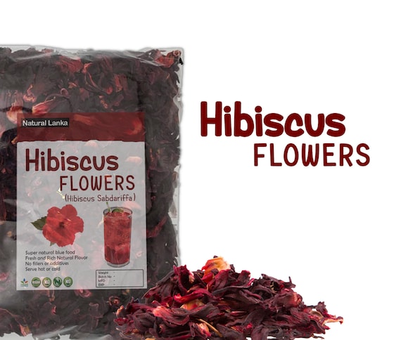 Organic HIBISCUS FLOWERS Herbal tea Hibiscus Sabdariffa Ceylon Pure Dried  50g