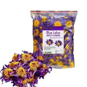 Egyptian Organic Blue Lotus Flowers Tea Packs | Nymphaea caerulea Whole Flowers | 100% Organic Hand Picked Blue Lotus