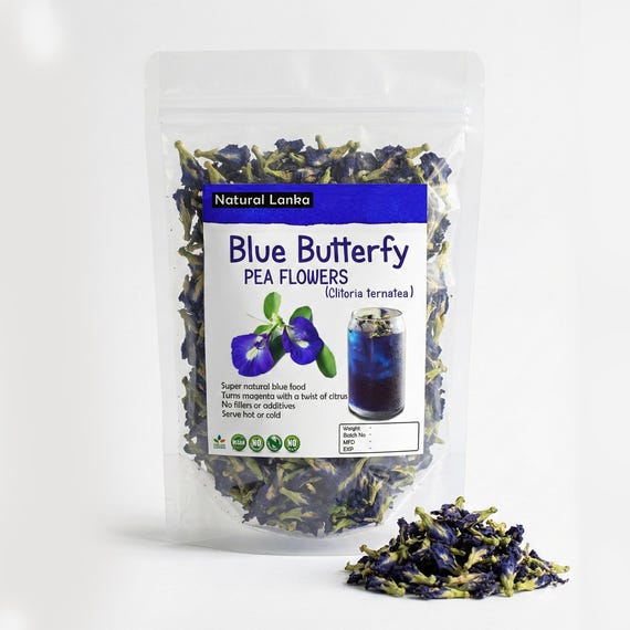 Organic Dried Butterfly Pea Flower Tea, Natural Herbal Blue Drink