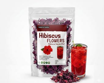 Premium Dried Hibiscus Flower Loose Leaf Tea - All Natural, Caffeine Free, Vegan - UK Stock (5g To 1kg)