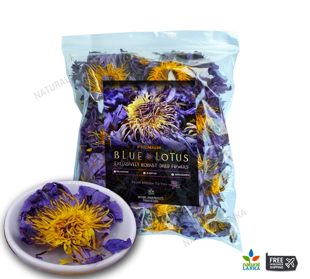 100 Organic Dried Blue Lotus Flowers nymphaea Caerulea Egyptian Blue