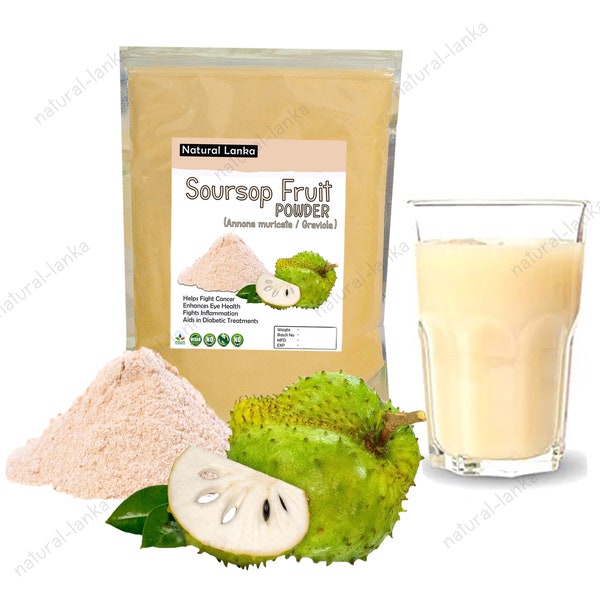 100% Organic Soursop Fruit Powder, All-Natural Pure Graviola Fruit Powder, Annona Muricata Guanabana