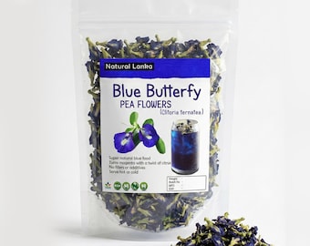 Tè di fiori di pisello farfalla essiccato biologico al 100% Clitoria ternatea Tisana/Bevanda blu alle erbe naturale biologica pura/Tè blu alle erbe NON OGM