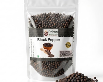 Organic Black Pepper Whole Peppercorns – Fresh Piper Nigrum, Whole Black Pepper for Grinder, Cooking, Seasoning & Gourmet Recipes
