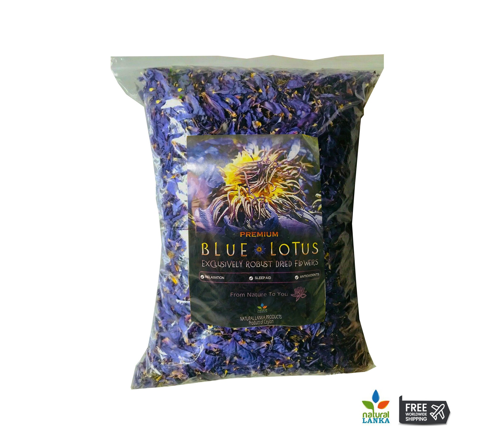 100% Bio Ägyptischer Blauer Lotus; ganze Blüten getrocknet (Nymphaea  caerulea) 25g / Einheit