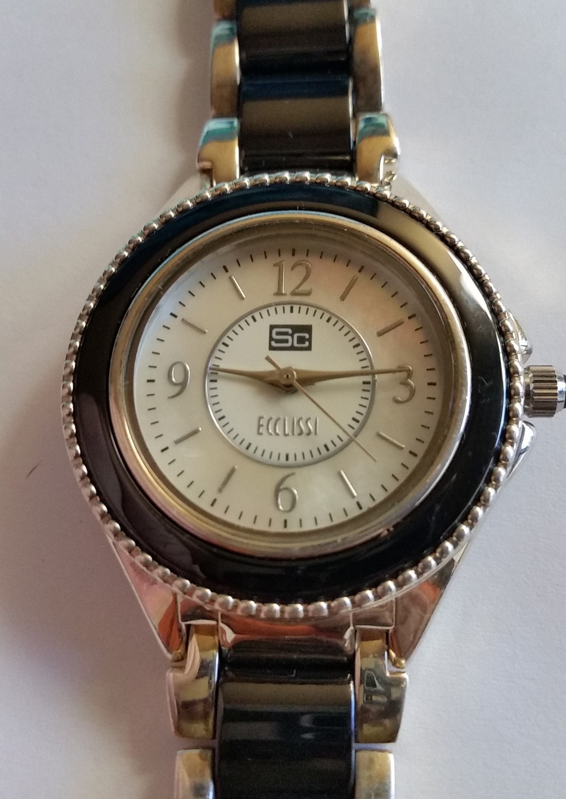 Women's Ecclissi Sterling Silver Watch With Black Ceramic Etsy