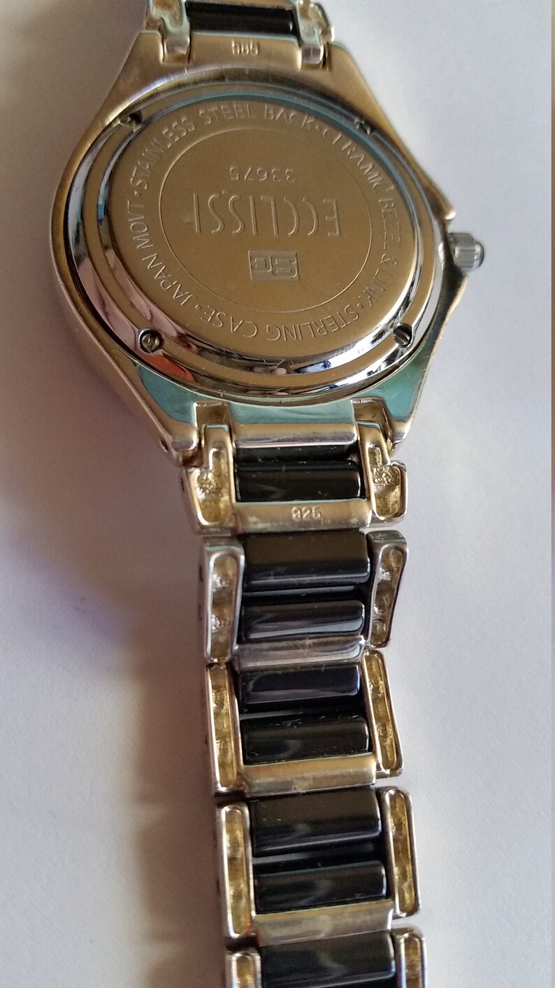 Women's Ecclissi Sterling Silver Watch With Black Ceramic Etsy