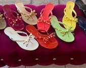 Jelly Sandals with Studded Bow