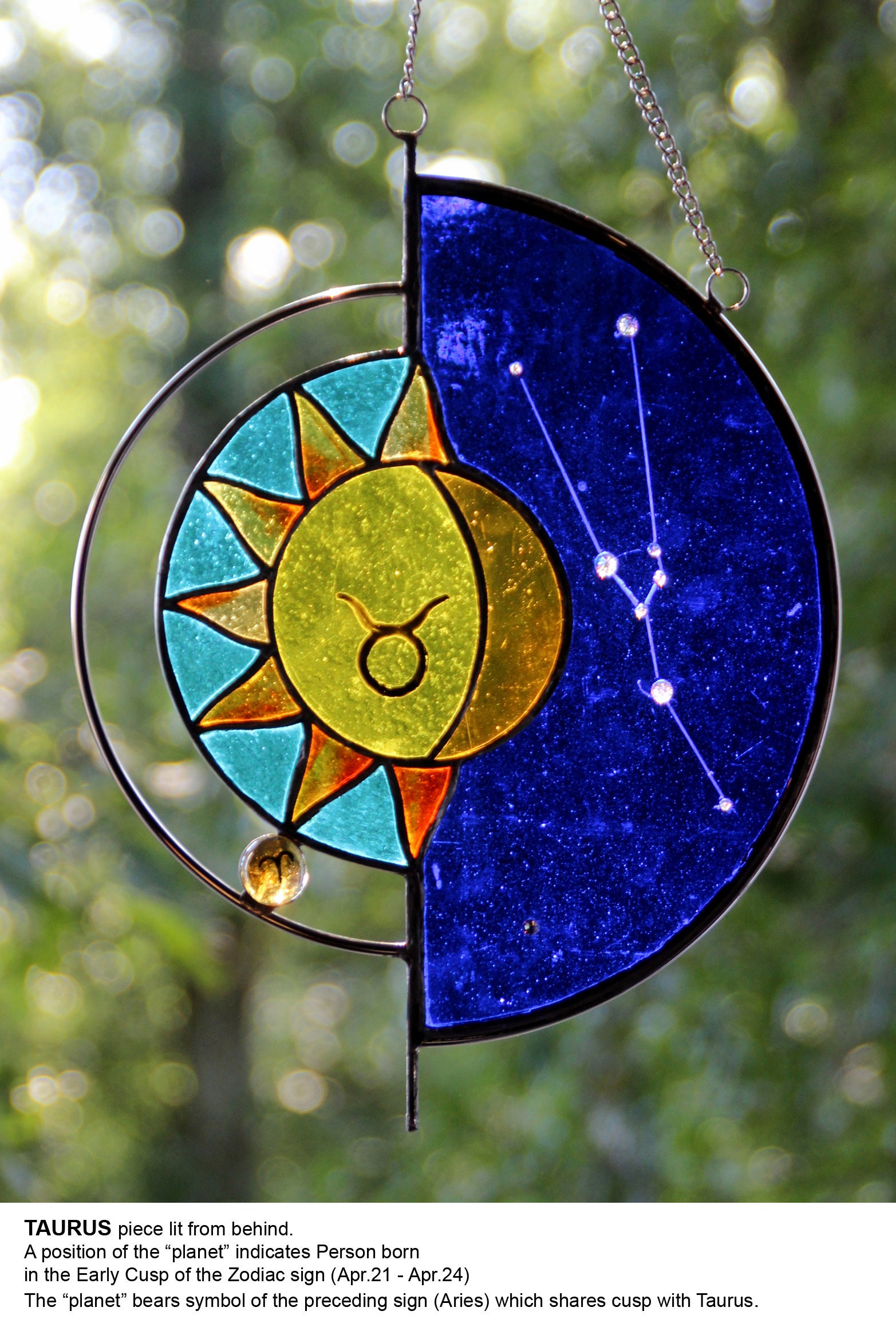Zodiac Suncatcher Astrology Custom Design Stained Glass Etsy UK