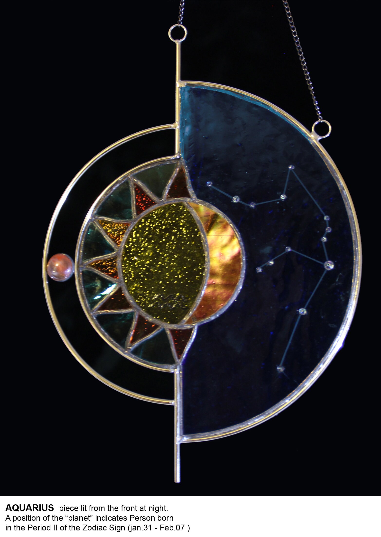 Zodiac Suncatcher Astrology Custom Design Stained Glass Etsy UK