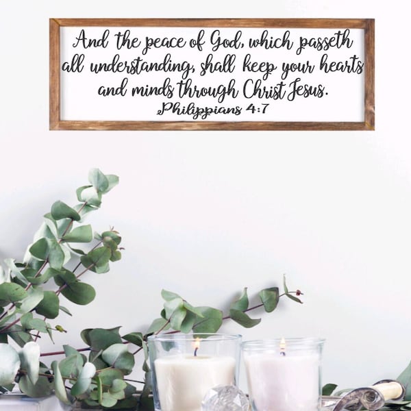 Philippians 4:7 Scripture Wall Art, KJV Wall Art, Peace of God Sign, Bible Verse Wall Decor, Christian Wall Art, Bible Verse Wood Sign