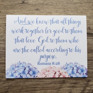Bible Verse Scripture Greeting Cards, Romans 8:28 Cards, Scripture Note Cards/Greeting Cards, All Things Work Together for Good