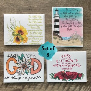 Set of 8 Bible Verse Scripture Greeting Cards, Christian Greeting Cards, Bible Verse Greeting Cards, Christian Encouragement Cards