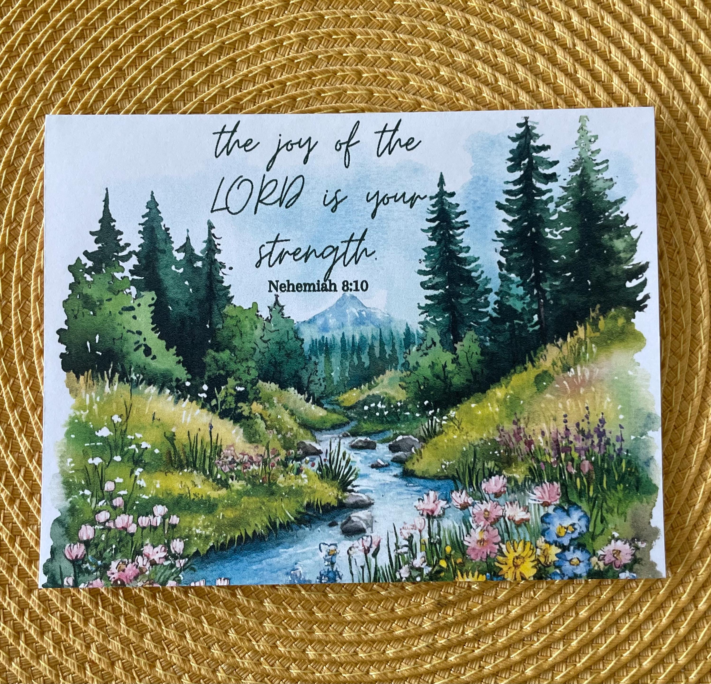 Set of 8 Bible Verse Scripture Greeting Cards, Joy of the Lord Bible ...