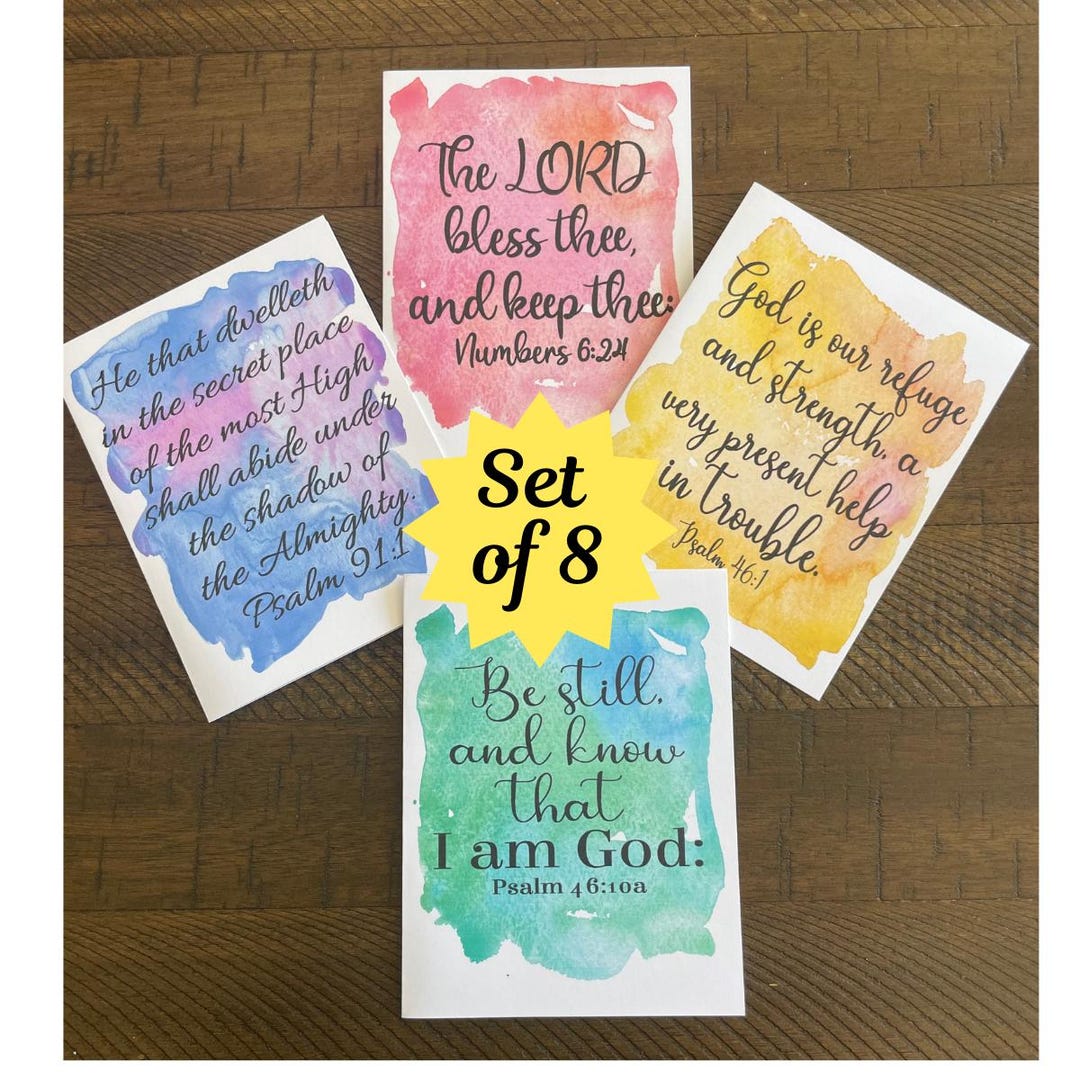 Set of 8 Bible Verse Scripture Greeting Cards, Bible Verse Greeting ...