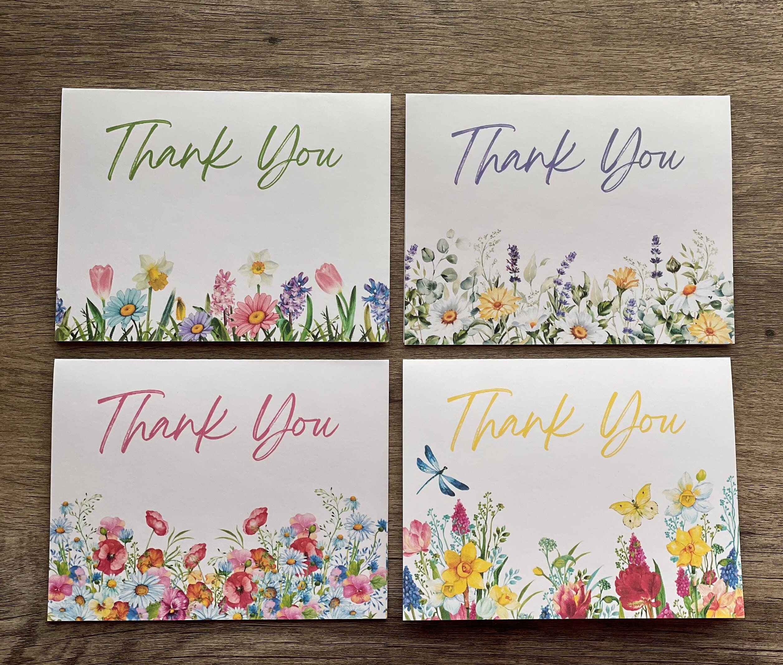 Thank You Cards, Thank You Card Set, Floral Thank You Greeting Cards ...