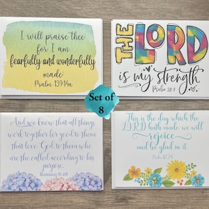 Set of 8 Bible Verse Scripture Greeting Cards, Scripture Note Cards, Bible Verse Greeting Cards, Christian Encouragement Cards
