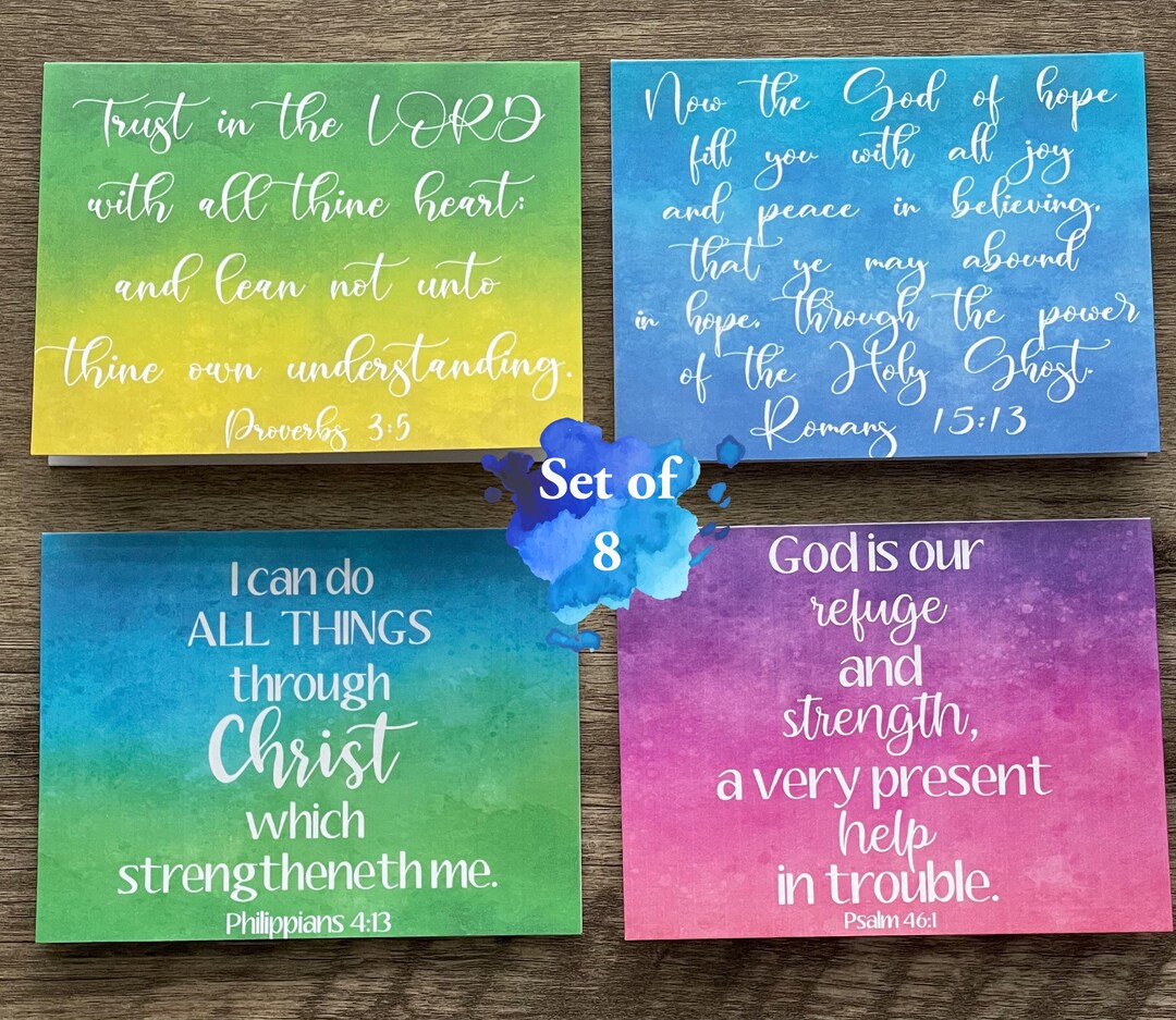 Set of 8 Bible Verse Scripture Greeting Cards, Scripture Note Cards ...
