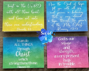 Set of 8 Bible Verse Scripture Greeting Cards, Scripture Note Cards, KJV Greeting Cards, Christian Encouragement Cards