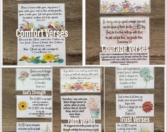 15 Scripture Cards, 15 Bible Verse Cards, Laminated Bible Memory Cards (3x5 sized), Memory Verse Cards, Bible Promise Scripture Cards