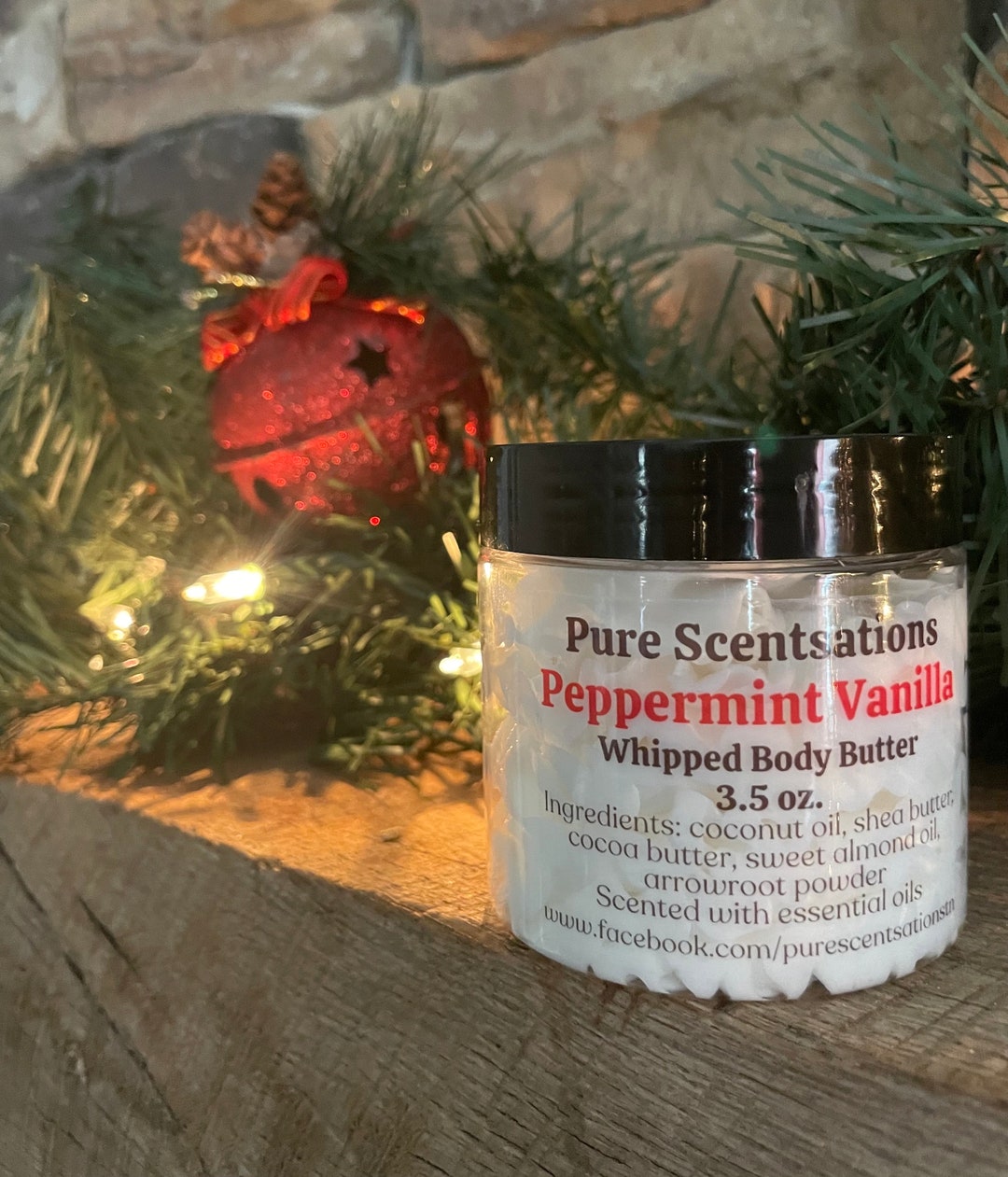 Peppermint Body Butter With Vanilla, Handmade Natural Body Butter